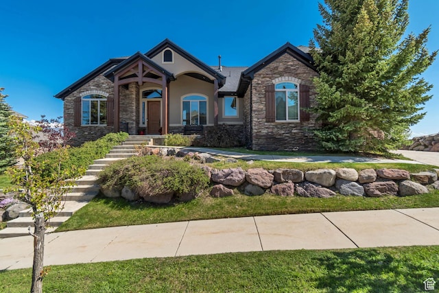 2116 E Falcon Ridge Dr, Draper Ut Cnty, UT 84020 - view of front of property featuring stone siding and stucco siding