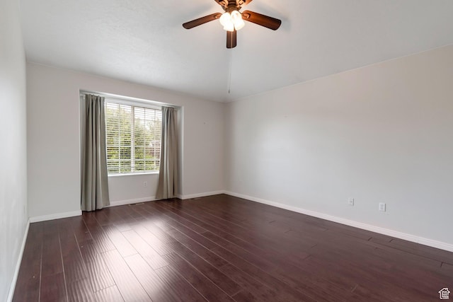494 E High Berry Ln S, Draper, UT 84020 - spare room featuring a ceiling fan, dark wood-style flooring, baseboards, and lofted ceiling