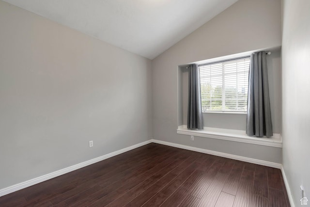 494 E High Berry Ln S, Draper, UT 84020 - empty room with dark wood finished floors, vaulted ceiling, and baseboards