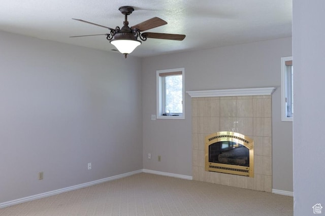 30 E 200 N, Millville, UT 84326 - unfurnished living room with a fireplace, carpet floors, heating unit, a ceiling fan, and baseboards