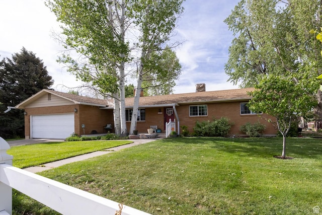 1273 W 1500 S, Vernal, UT 84078 - single story home with brick siding, a front lawn, a garage, and a chimney