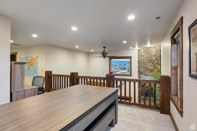 300 E 400 S, Kamas, UT 84036 - dining room with a ceiling fan, recessed lighting, and light carpet