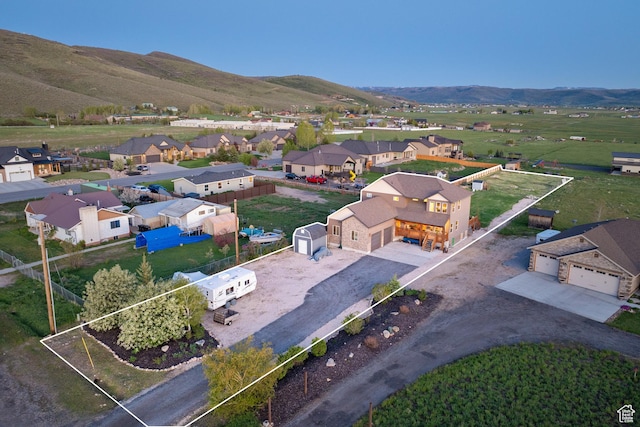 300 E 400 S, Kamas, UT 84036 - aerial perspective of suburban area featuring a mountain backdrop and property boundaries highlighted