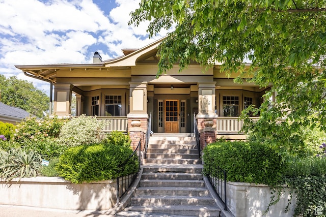 216 B St, Salt Lake City, UT 84103 - view of front of house with covered porch and stairs
