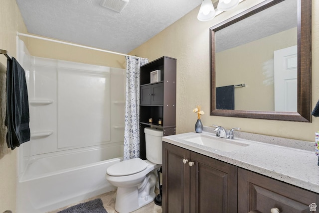 293 E 600 N, Tooele, UT 84074 - full bath with a textured ceiling, vanity, toilet, shower / bath combo, and a textured wall