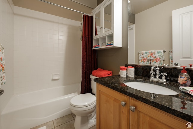 7403 Brook Hollow Loop Rd, Park City, UT 84098 - bathroom with vanity, tile patterned flooring, shower / bathtub combination with curtain, and toilet
