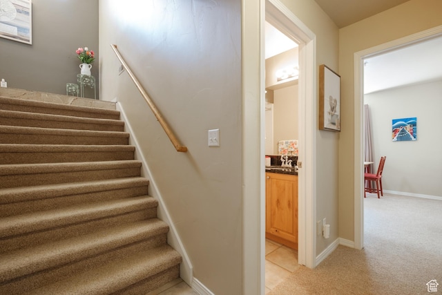7403 Brook Hollow Loop Rd, Park City, UT 84098 - staircase featuring carpet and baseboards