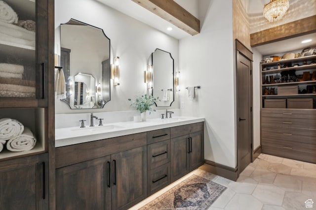 3058 Elk Run Dr W, Park City, UT 84098 - bathroom featuring double vanity, tile patterned floors, and recessed lighting