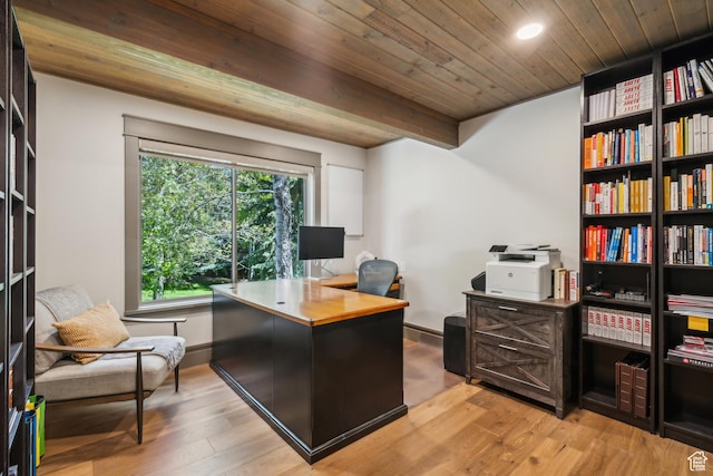 3058 Elk Run Dr W, Park City, UT 84098 - office space with light wood-style flooring and wood ceiling