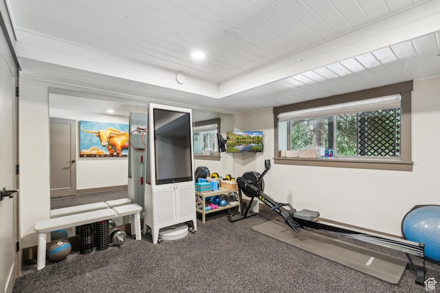 3058 Elk Run Dr W, Park City, UT 84098 - workout room with wooden ceiling and baseboards