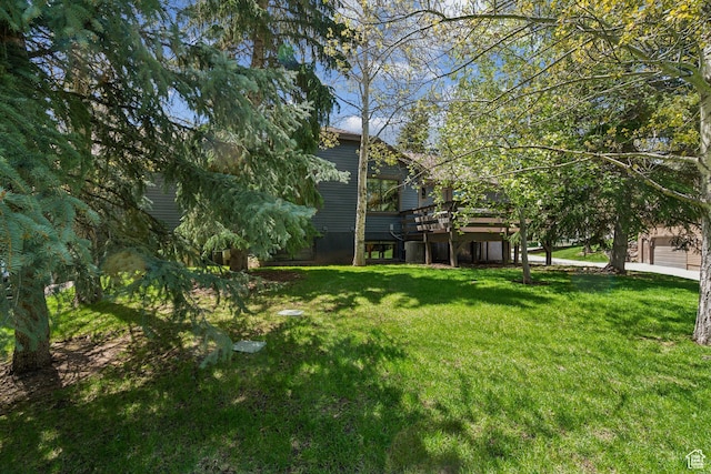 3058 Elk Run Dr W, Park City, UT 84098 - view of green lawn with a wooden deck