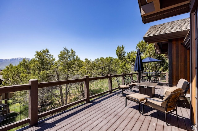 201 N Kings Peak Ct Unit Cp-23, Heber City, UT 84032 - wooden deck featuring outdoor dining space and a mountain view