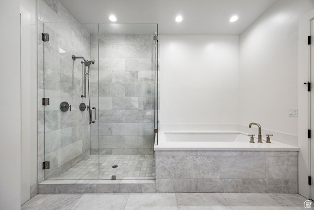 201 N Kings Peak Ct Unit Cp-23, Heber City, UT 84032 - bathroom with a bath, a shower stall, and recessed lighting