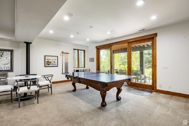2938 Daybreaker Dr, Park City, UT 84098 - recreation room with light colored carpet, baseboards, and recessed lighting