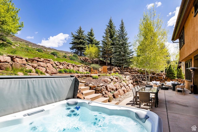 2938 Daybreaker Dr, Park City, UT 84098 - view of pool featuring a hot tub and a patio