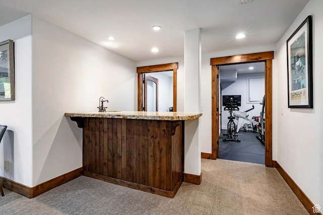 2938 Daybreaker Dr, Park City, UT 84098 - bar area featuring baseboards, carpet floors, recessed lighting, and a sink