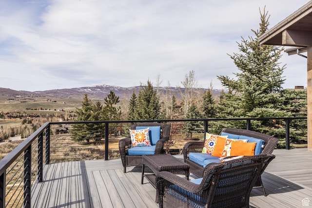 5925 Mountain Ranch Dr, Park City, UT 84098 - wooden deck featuring a mountain view and an outdoor hangout area