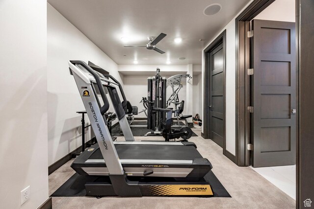 5925 Mountain Ranch Dr, Park City, UT 84098 - gym featuring a ceiling fan and baseboards