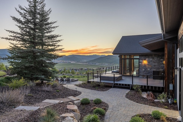 5925 Mountain Ranch Dr, Park City, UT 84098 - view of yard with a patio and a deck with mountain view