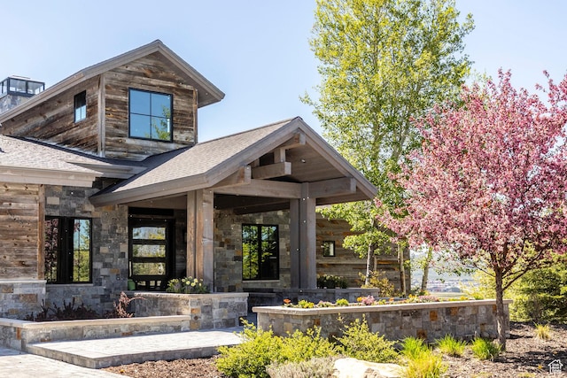 5925 Mountain Ranch Dr, Park City, UT 84098 - view of front of property featuring stone siding and a shingled roof
