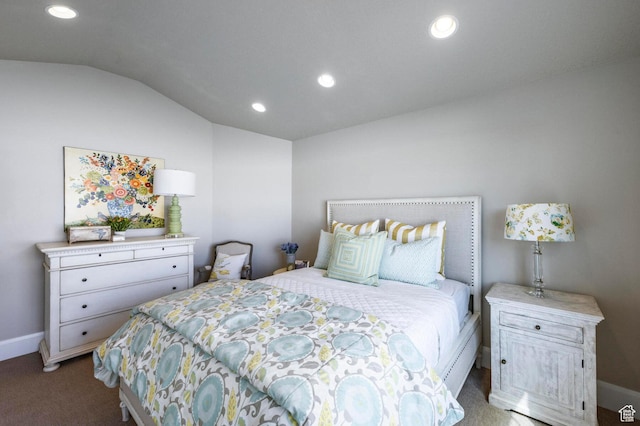 1460 Rocky Mountain Way Unit 223, Francis, UT 84036 - bedroom featuring vaulted ceiling, recessed lighting, baseboards, and carpet floors