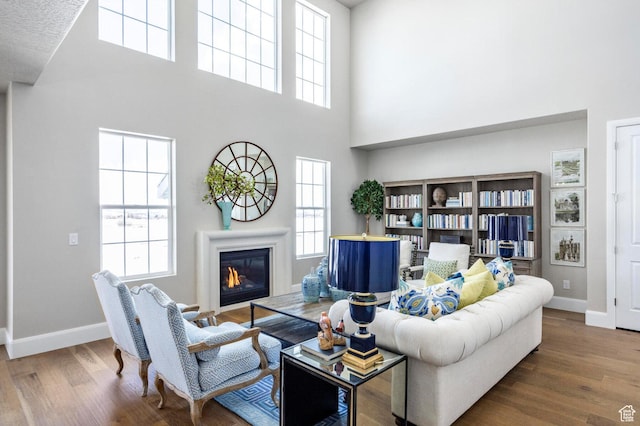 1460 Rocky Mountain Way Unit 223, Francis, UT 84036 - living room with a high ceiling, healthy amount of natural light, wood finished floors, and baseboards