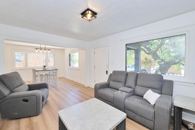 557 E Cleveland Ave, Salt Lake City, UT 84105 - living room with light wood-style floors, baseboards, and a textured ceiling