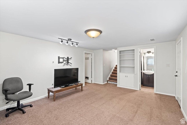 5824 S 2150 W, Roy, UT 84067 - living area with stairs, carpet flooring, and baseboards