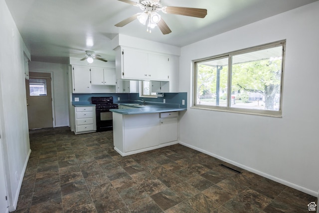 253 S 100 W, American Fork, UT 84003 - kitchen featuring gas stove, a sink, baseboards, and ceiling fan