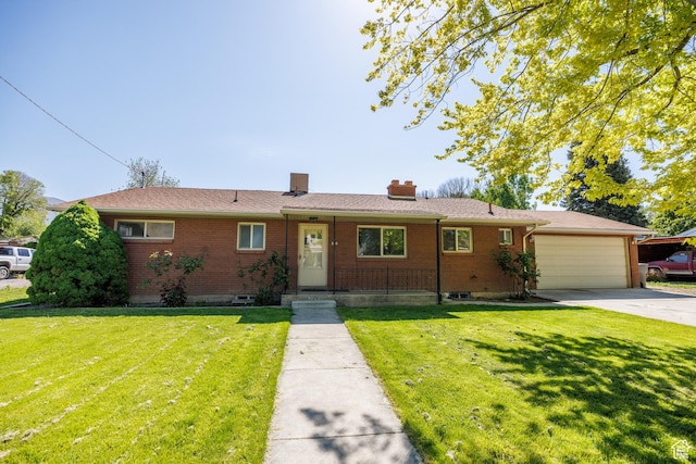 253 S 100 W, American Fork, UT 84003 - ranch-style house featuring brick siding, a garage, a front lawn, and driveway