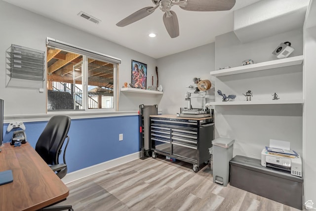 1874 W 180 S, Orem, UT 84059 - office area featuring wood finished floors, a ceiling fan, recessed lighting, and baseboards