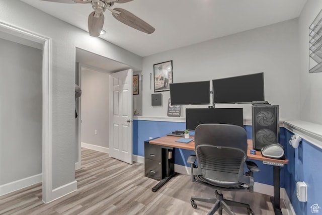 1874 W 180 S, Orem, UT 84059 - office area with light wood-style flooring, a ceiling fan, and baseboards