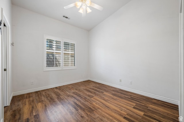 42 N 1100 W, St George, UT 84770 - unfurnished room featuring dark wood-style floors, a ceiling fan, vaulted ceiling, and baseboards