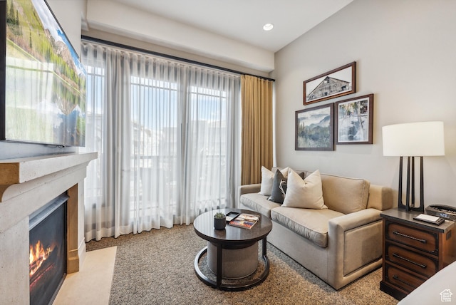 2100 Frostwood Blvd Unit 5130, Snyderville, UT 84098 - living area featuring a high end fireplace and carpet