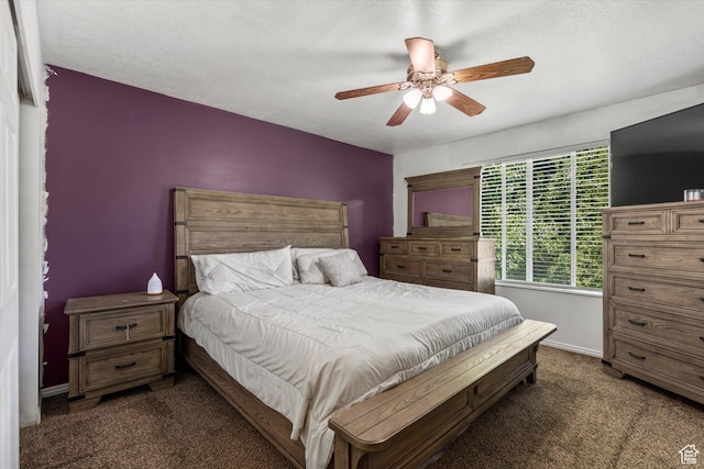 3916 W 4800 S, Roy, UT 84067 - bedroom featuring dark carpet, ceiling fan, and baseboards
