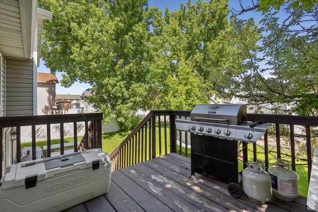 3916 W 4800 S, Roy, UT 84067 - wooden deck with area for grilling and a lawn