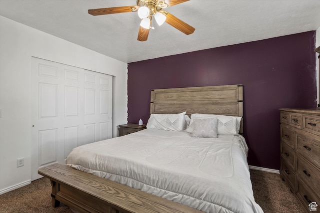 3916 W 4800 S, Roy, UT 84067 - bedroom featuring carpet flooring, a closet, baseboards, and a ceiling fan
