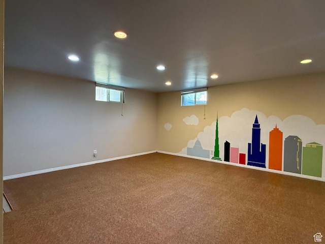 169 N State St, Roosevelt, UT 84066 - below grade area with recessed lighting, carpet flooring, and baseboards