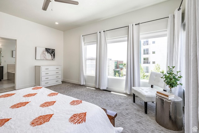 260 W 500 N Unit 4, Salt Lake City, UT 84103 - bedroom with ensuite bathroom, baseboards, carpet, and ceiling fan