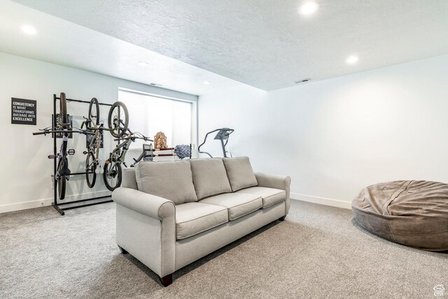 260 W 500 N Unit 4, Salt Lake City, UT 84103 - living room with carpet flooring, baseboards, recessed lighting, and a textured ceiling