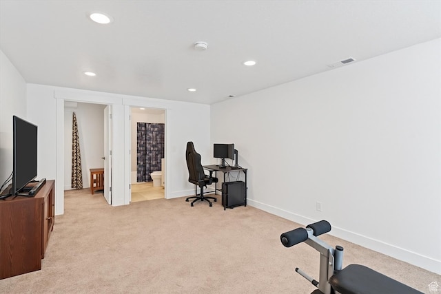 3624 N Annabell St, Eagle Mountain, UT 84005 - office with light colored carpet, recessed lighting, and baseboards