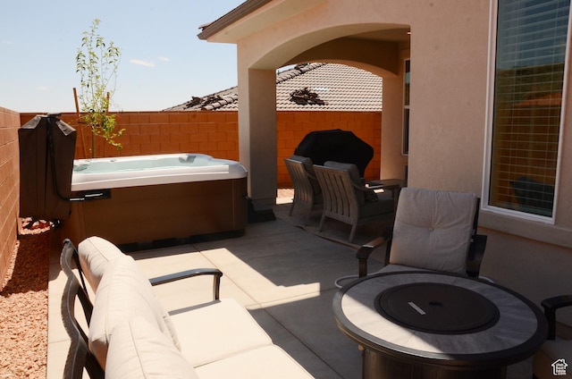 1376 Rustico, Washington, UT 84780 - fenced backyard with a hot tub and a patio area