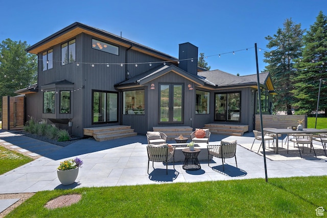 1504 Lake Front Ct, Park City, UT 84098 - rear view of property featuring a patio, a chimney, and entry steps