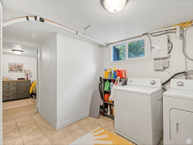 628 E 420 N, Provo, UT 84606 - washroom with washing machine and dryer, light tile patterned flooring, and baseboards
