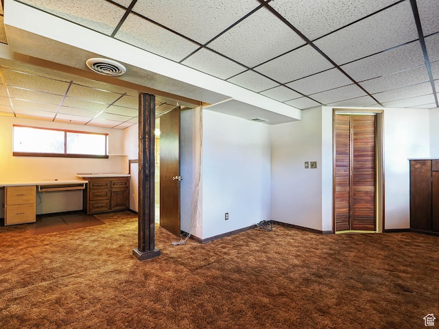 5747 S Sanford Dr, Murray, UT 84123 - basement with carpet, a paneled ceiling, and baseboards