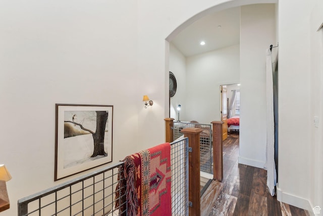 6322 N Park Ln Unit 3, Park City, UT 84098 - corridor with wood finished floors, arched walkways, baseboards, and recessed lighting