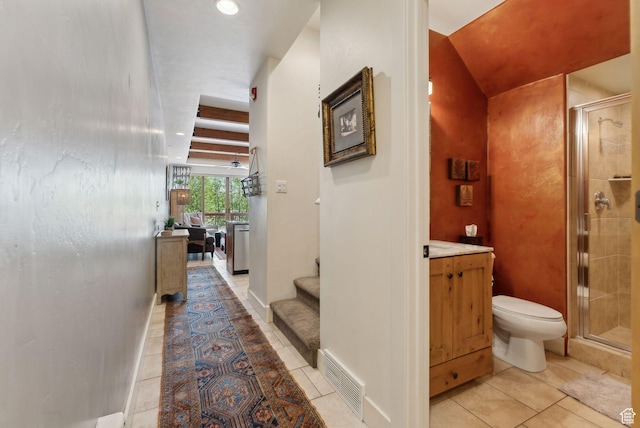 6322 N Park Ln Unit 3, Park City, UT 84098 - full bath featuring toilet, a shower stall, tile patterned floors, and vanity