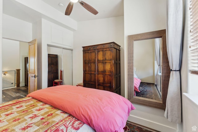 6322 N Park Ln Unit 3, Park City, UT 84098 - bedroom featuring a closet, wood finished floors, and a ceiling fan