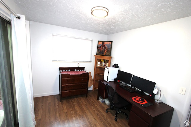 324 W 600 N, Logan, UT 84321 - home office with a textured ceiling, dark wood-type flooring, and baseboards
