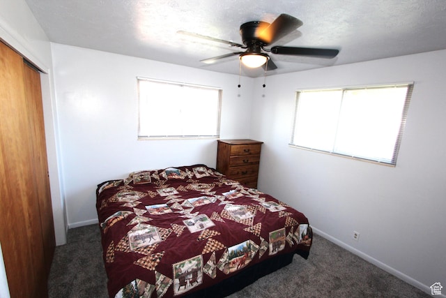 324 W 600 N, Logan, UT 84321 - carpeted bedroom featuring multiple windows, a closet, baseboards, and ceiling fan